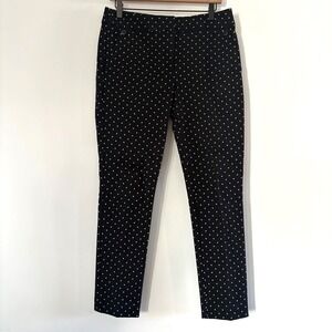 LOFT Marisa Skinny‎ Polka Dot Pants Women Sz 6 Black White Casual Career Stretch